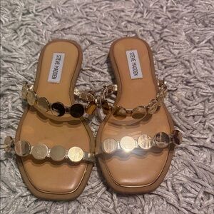 Steve Madden Gold Metallic Circle Strap Sandals